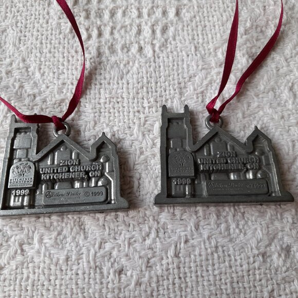 Vintage Aitkens Pewter Christmas Ornaments Zion United Church Kitchener 1999 - Picture 4 of 8